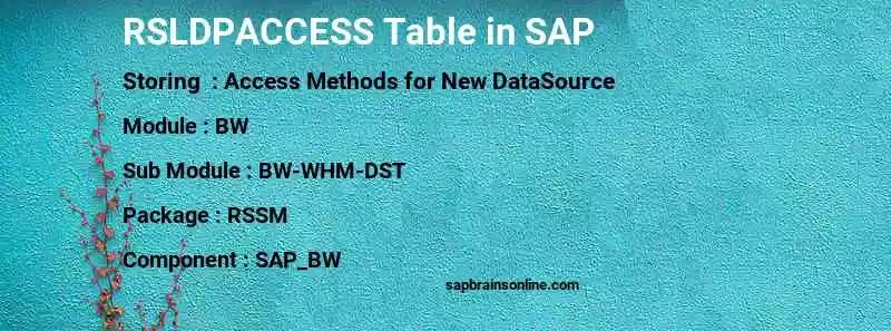 SAP RSLDPACCESS table