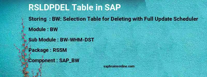 SAP RSLDPDEL table