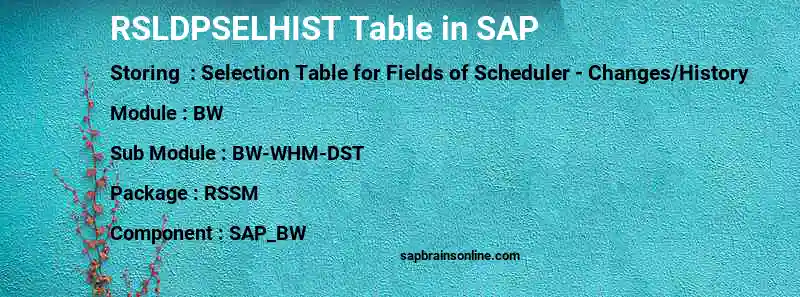 SAP RSLDPSELHIST table