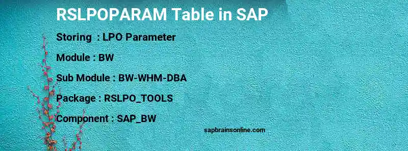 SAP RSLPOPARAM table
