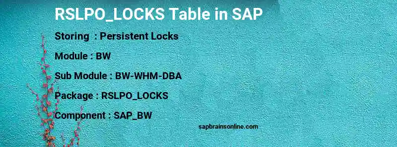 SAP RSLPO_LOCKS table