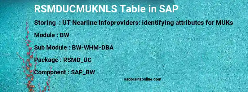 SAP RSMDUCMUKNLS table