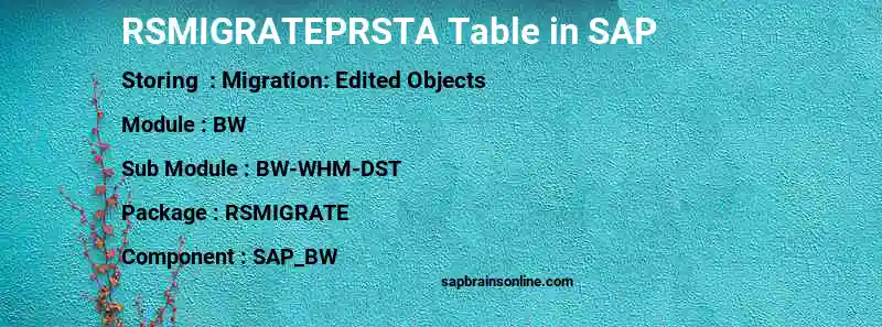 SAP RSMIGRATEPRSTA table