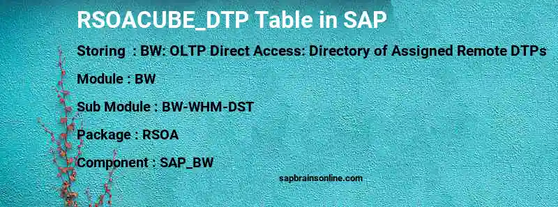 SAP RSOACUBE_DTP table