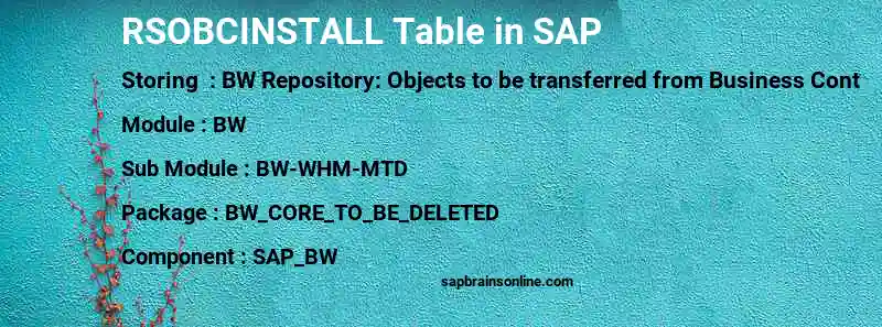 SAP RSOBCINSTALL table