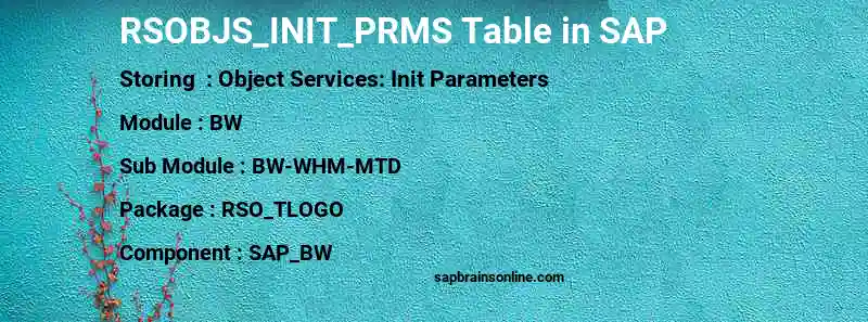 SAP RSOBJS_INIT_PRMS table