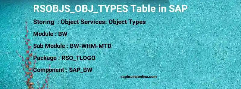 SAP RSOBJS_OBJ_TYPES table