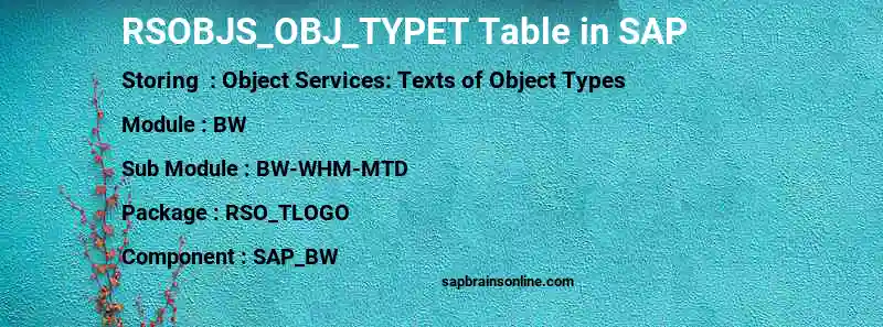 SAP RSOBJS_OBJ_TYPET table