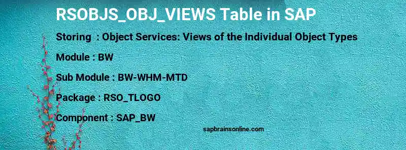 SAP RSOBJS_OBJ_VIEWS table