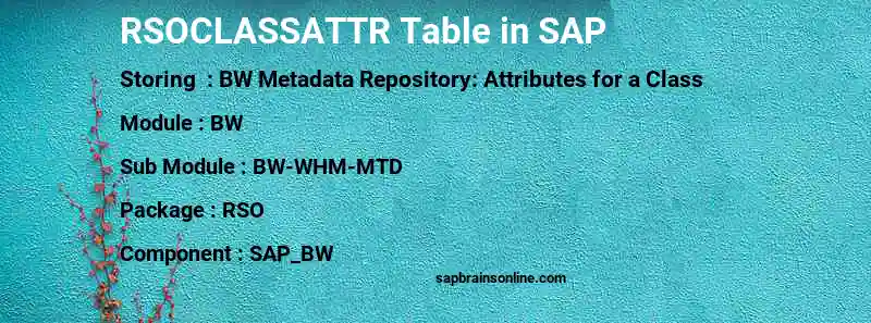 SAP RSOCLASSATTR table