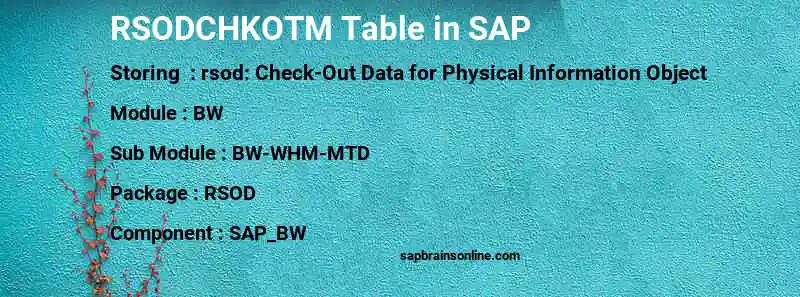 SAP RSODCHKOTM table