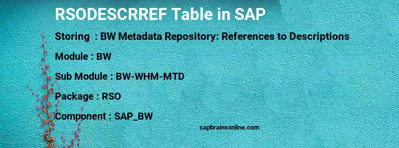 SAP RSODESCRREF table