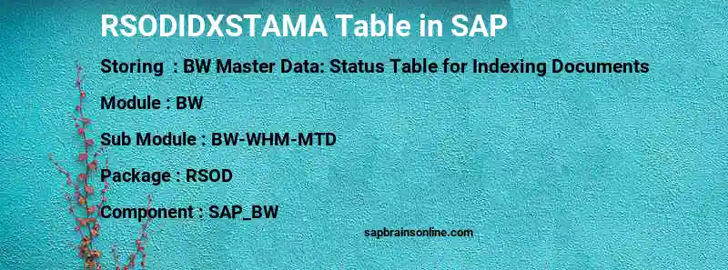 SAP RSODIDXSTAMA table