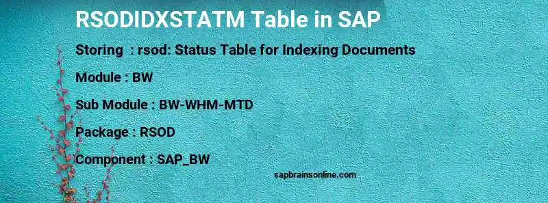 SAP RSODIDXSTATM table