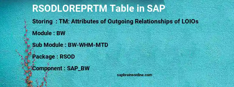 SAP RSODLOREPRTM table