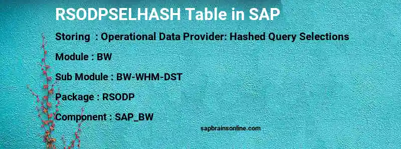 SAP RSODPSELHASH table