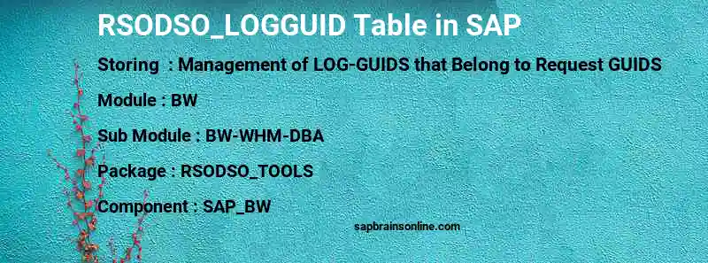 SAP RSODSO_LOGGUID table
