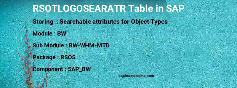 SAP RSOTLOGOSEARATR table