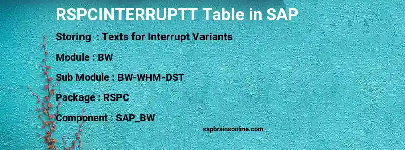 SAP RSPCINTERRUPTT table