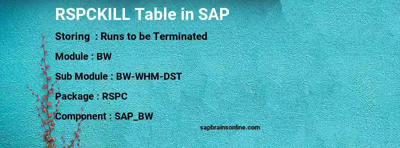 SAP RSPCKILL table