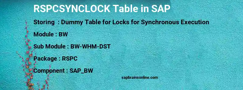 SAP RSPCSYNCLOCK table