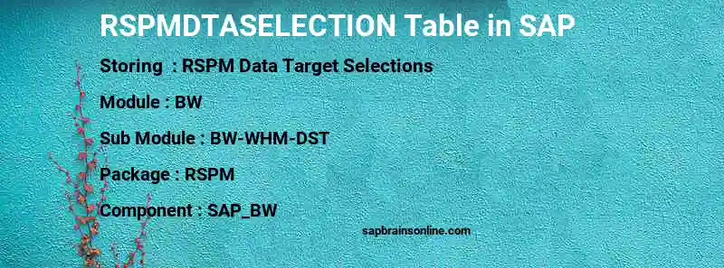 SAP RSPMDTASELECTION table