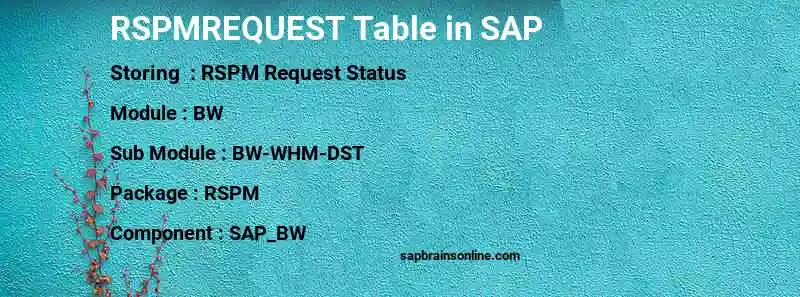 SAP RSPMREQUEST table