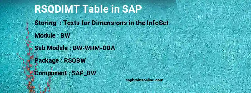SAP RSQDIMT table