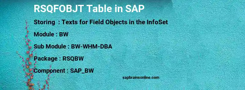 SAP RSQFOBJT table