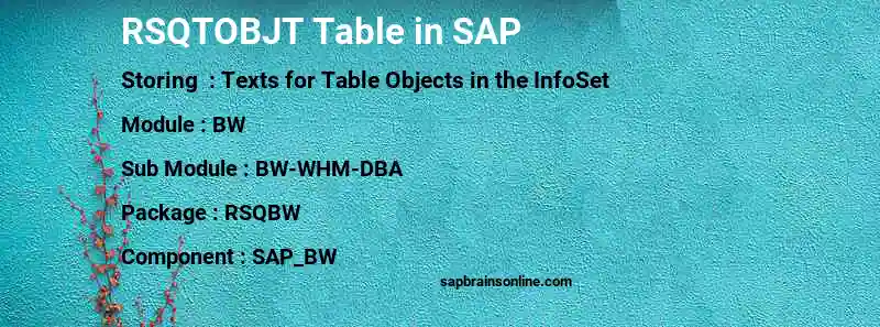 SAP RSQTOBJT table