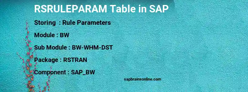 SAP RSRULEPARAM table