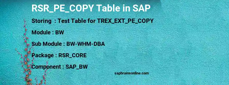SAP RSR_PE_COPY table
