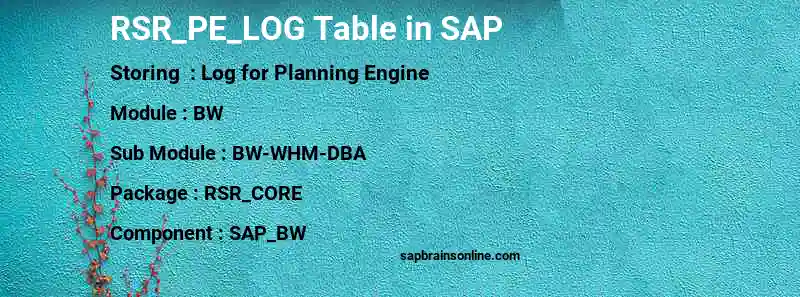 SAP RSR_PE_LOG table