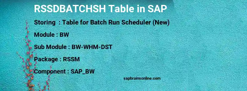 SAP RSSDBATCHSH table