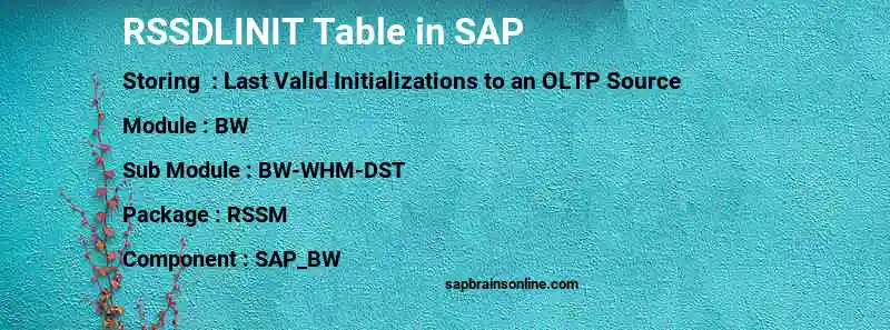 SAP RSSDLINIT table