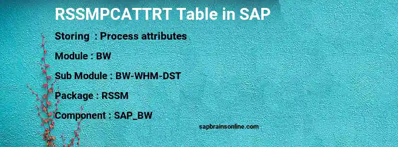 SAP RSSMPCATTRT table