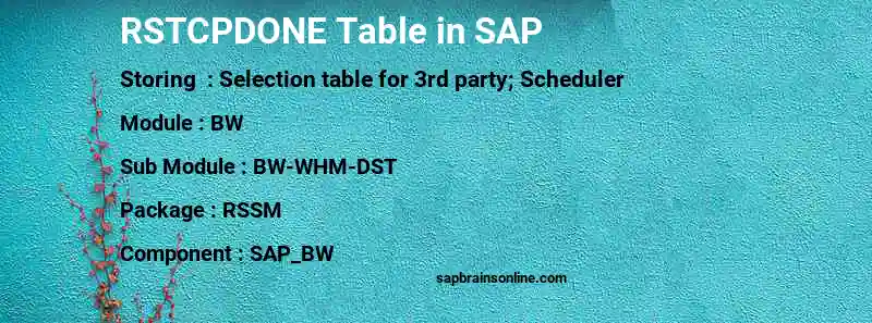 SAP RSTCPDONE table