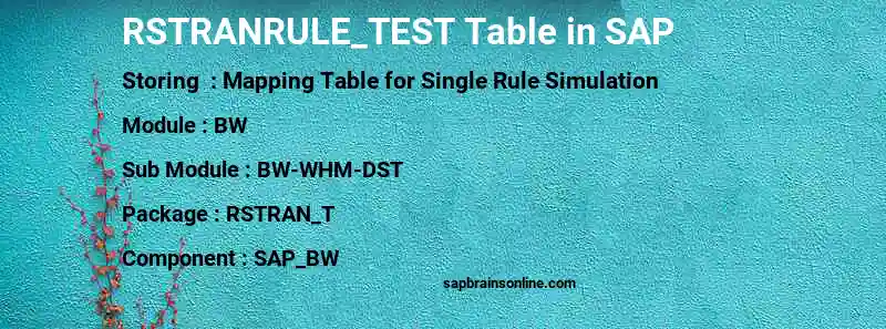 SAP RSTRANRULE_TEST table