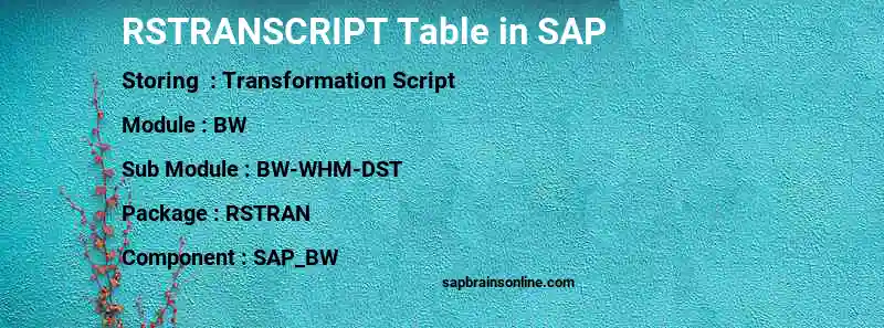 SAP RSTRANSCRIPT table