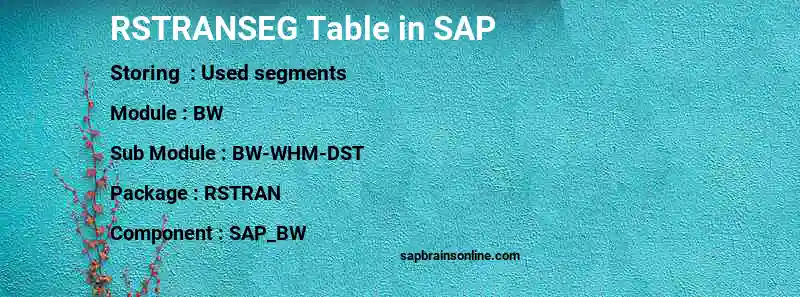 SAP RSTRANSEG table