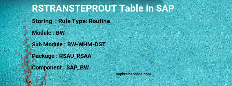 SAP RSTRANSTEPROUT table