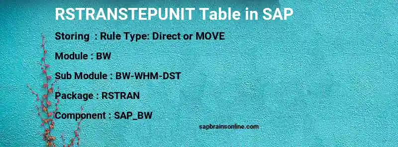 SAP RSTRANSTEPUNIT table