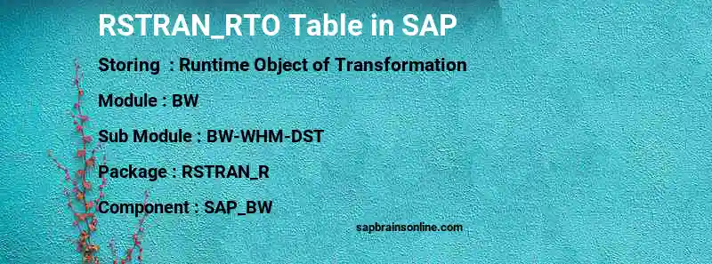 SAP RSTRAN_RTO table