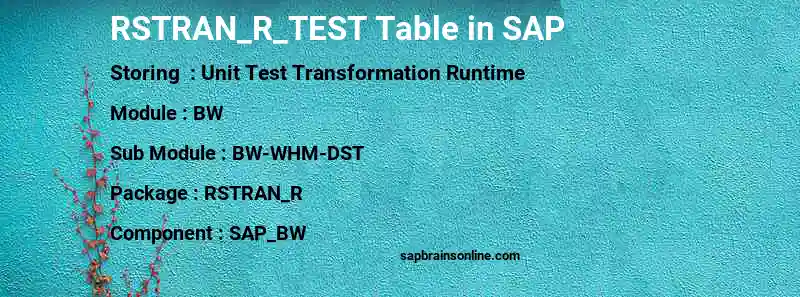 SAP RSTRAN_R_TEST table