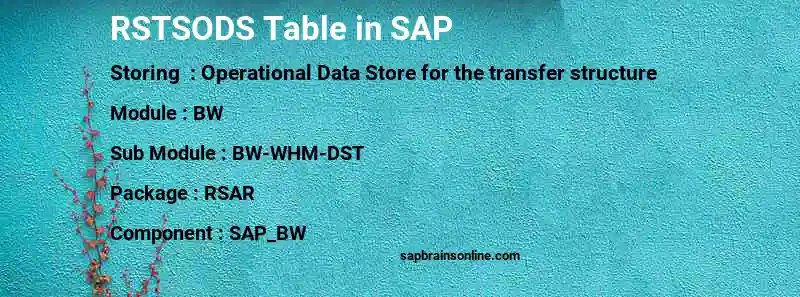 SAP RSTSODS table