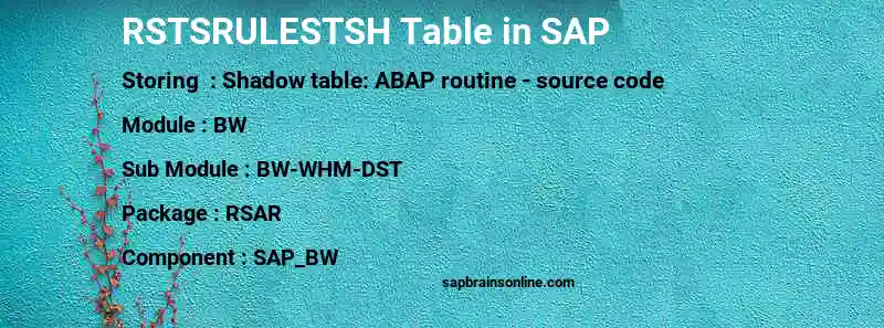 SAP RSTSRULESTSH table