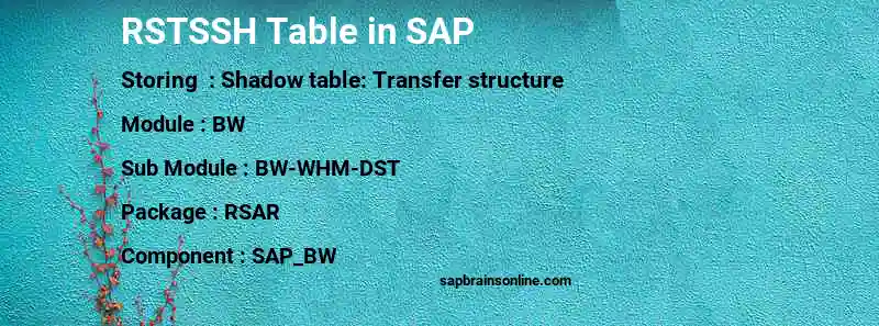 SAP RSTSSH table