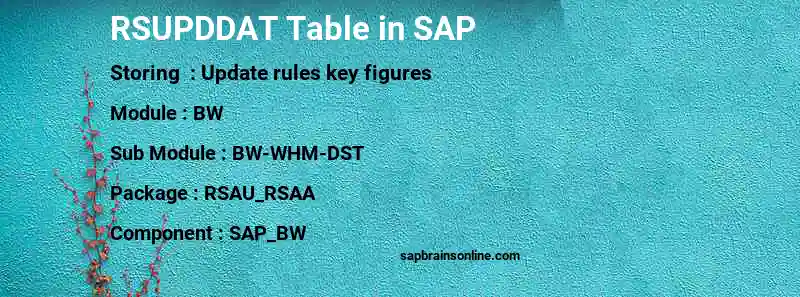 SAP RSUPDDAT table