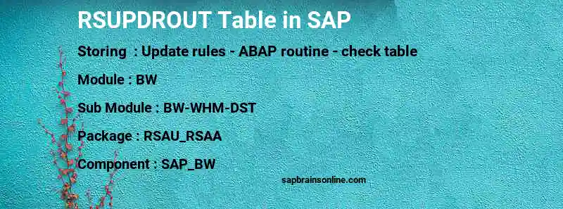 SAP RSUPDROUT table