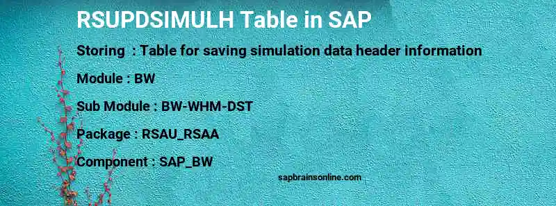SAP RSUPDSIMULH table